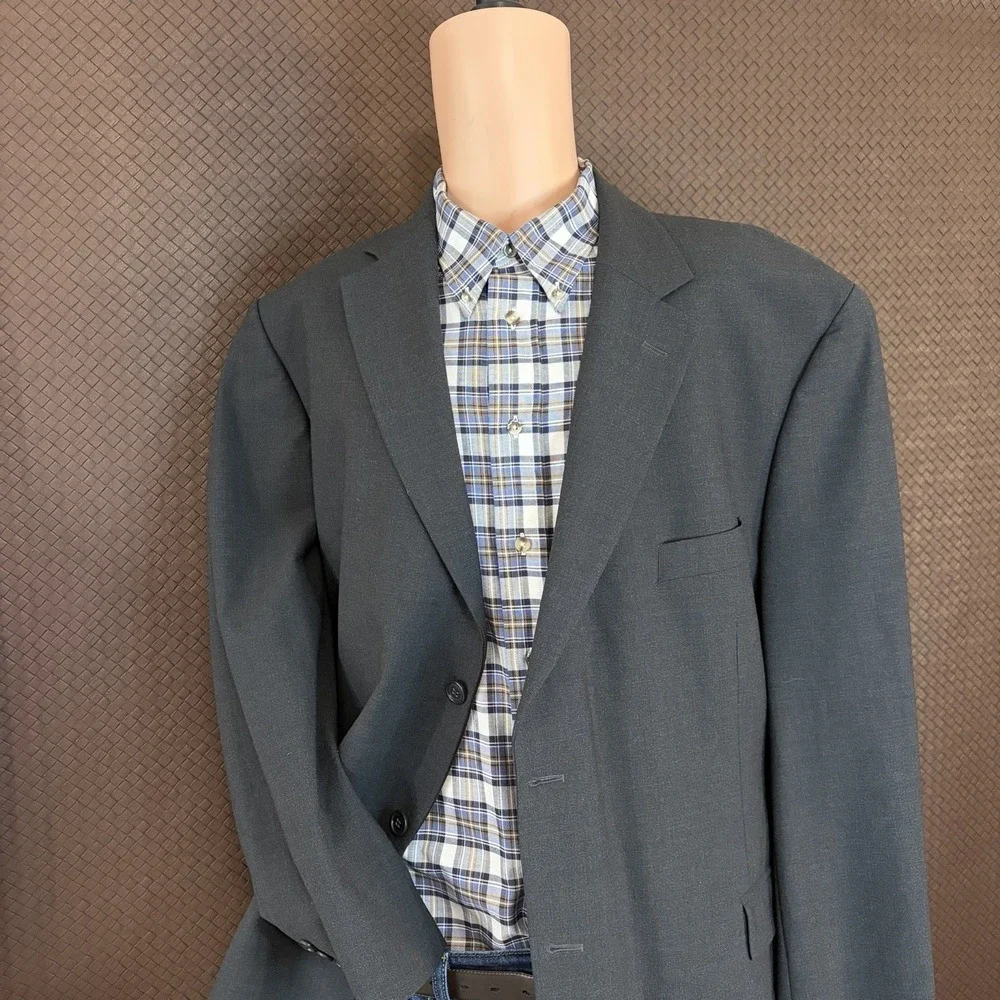 Brooks Brothers 346 Stretch Wool‎ Black Blazer Sport Coat Jacket Size 48R